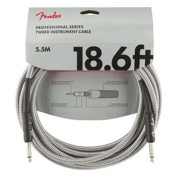 Fender Professional 5m Beyaz Tweed Enstrüman Kablosu - Görsel 3