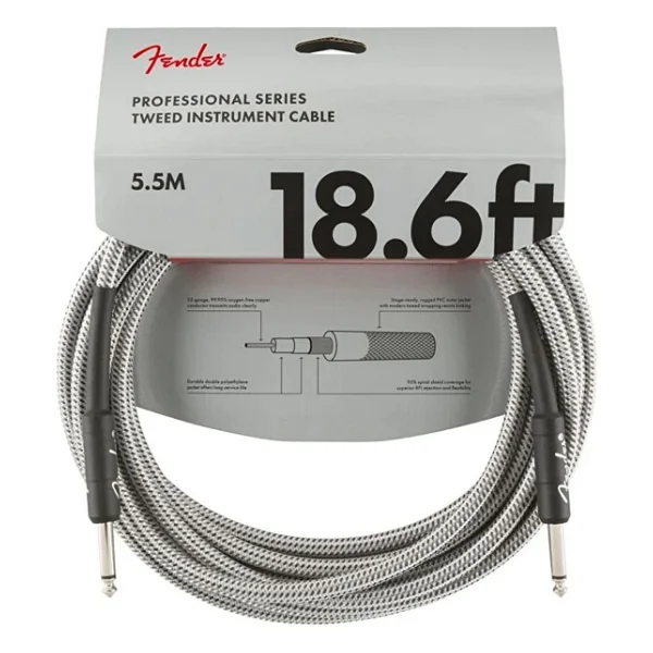 Fender Professional 5m Beyaz Tweed Enstrüman Kablosu - Görsel 5