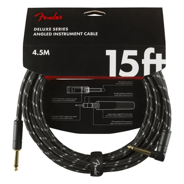 Fender Deluxe Düz/L Uçlu 4m Siyah Tweed Enstrüman Kablosu - Görsel 3