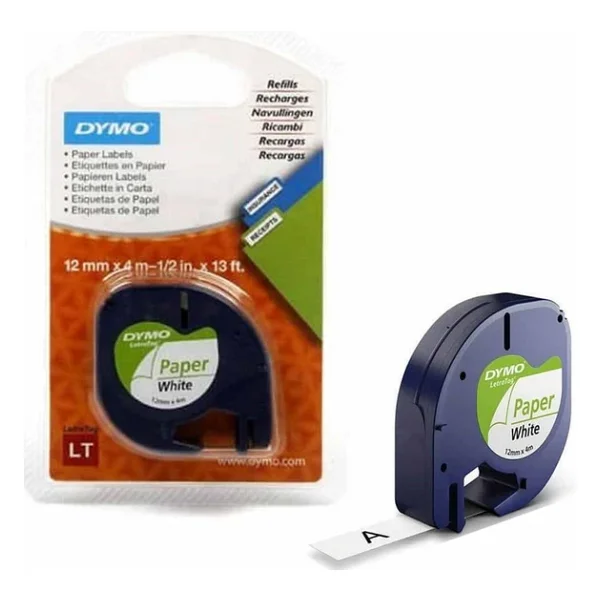 Dymo 59421 Letratag 12 Mm X 4 M Beyaz Kağıt Şerit Etiket S0721510 - Görsel 4