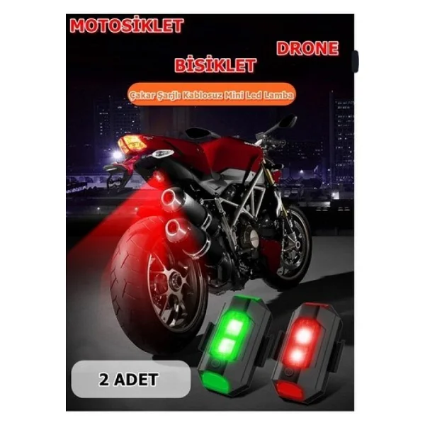 Nkt Group RGB Motosiklet Drone Bisiklet Otomotiv Çakar Şarjlı Kablosuz Mini LED - 7 Farklı Renk - Görsel 6