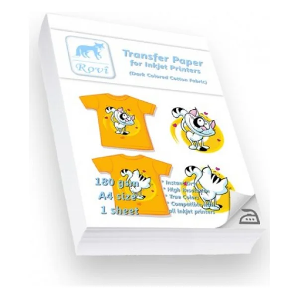 Rovi Transfer Kağıdı ( Koyu Renk Pamuklu Kumaş) - 180gsm - 1yp - A4 - Görsel 3
