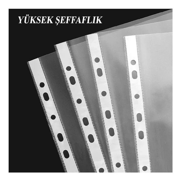 Poşet Dosya 25 Li A-4 Şeffaf Föy Dosya 1 Paket Artlantis Ofis Okul Kenarı Delikli Poşet Dosya 1 Paket - Görsel 4