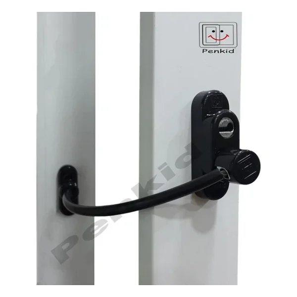 7 Adet Penkid Çelik Halatlı Pvc Pencere Emniyet Çocuk Kilidi Siyah - Görsel 4