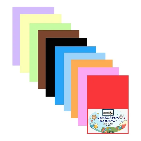 Fon Kartonu 10 Lu 25x35 Cm 1 Paket Arlantis 10 Renk Fon Kartonu 25x35 1 Paket - Görsel 3