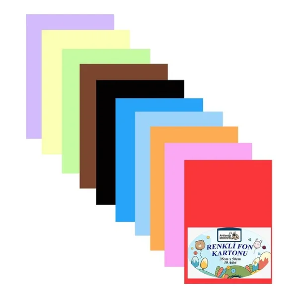 Fon Kartonu 10 Lu 35x50 Cm 1 Paket Arlantis 10 Renk Fon Kartonu 35x50 1 Paket - Görsel 3