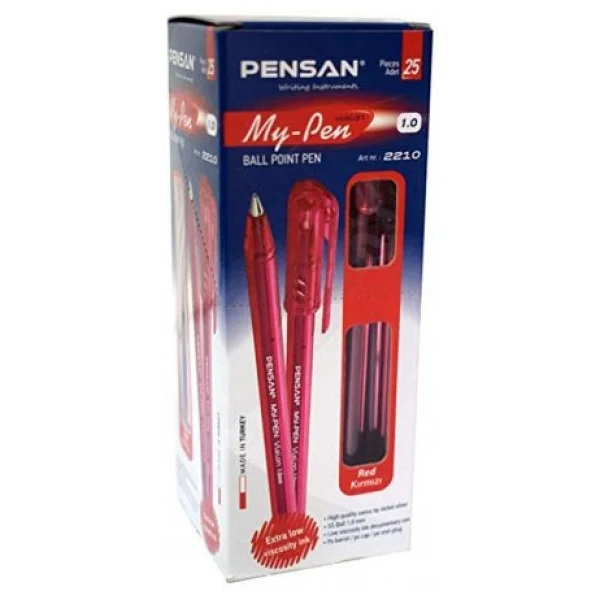 Pensan 2210 My-Pen 25'li Kırmızı Tükenmez Kalem - Görsel 6