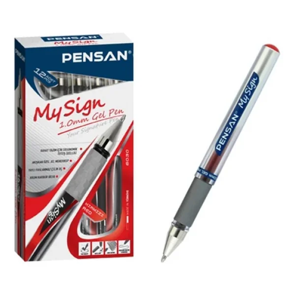 Pensan My Sign 1.0 Mm 12'li Kırmızı Jel Roller Kalem - Görsel 6