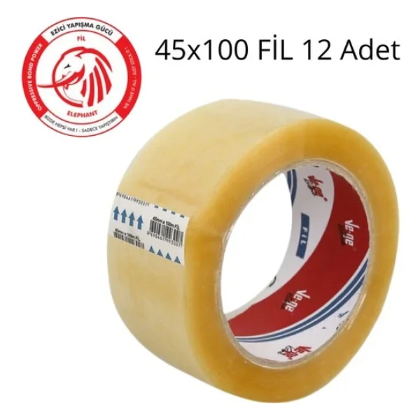 Vege (Fil) Koli Bandı 45 Mm X100 Metre Şeffaf 12 Adet - Görsel 5