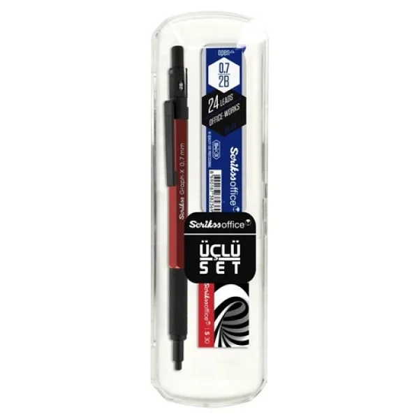 Scrikss Graph-X Kırmızı 0.7 Mm 3'lü Versatil Uçlu Kalem Seti - Görsel 4