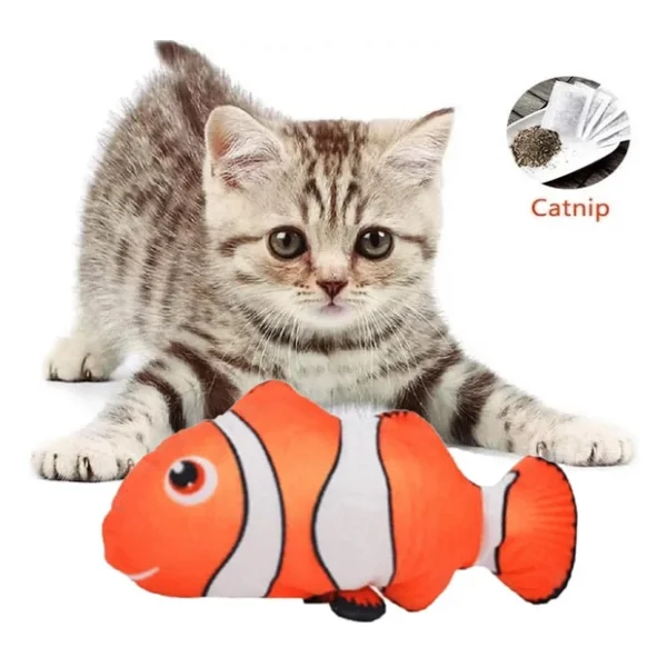 Tineke Kedi Otlu Çıngıraklı Balık Palyaço Peluş Kedi Oyuncağı - Görsel 3