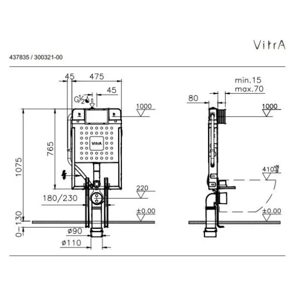 Vitra Sento Rim-Ex Asma Klozet + 800-1868 Gömme Rezervuar Seti - Görsel 7