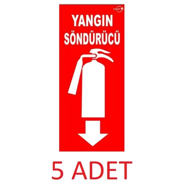 5 Adet Fosforlu Yangın Tüpü Söndürme Cihazı Levhası Kırmızı - Görsel 8