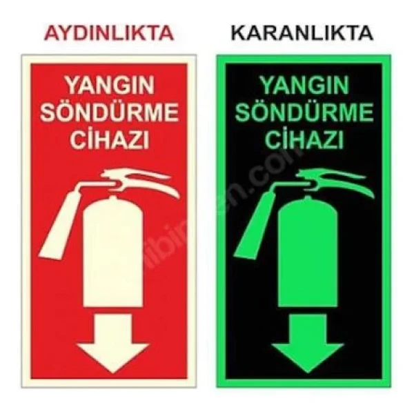 5 Adet Fosforlu Yangın Tüpü Söndürme Cihazı Levhası Kırmızı - Görsel 6