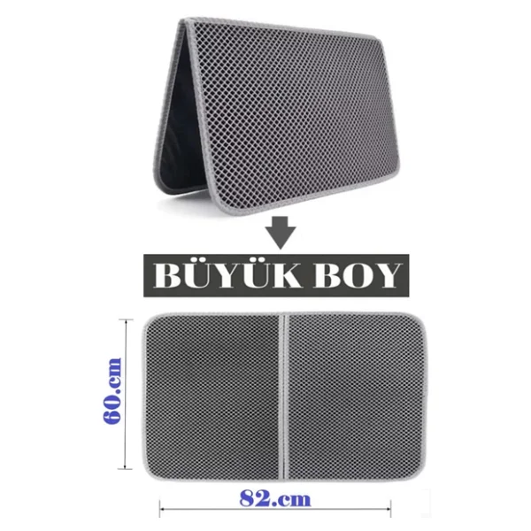 Tineke Büyük Boy Elekli Kedi Tuvalet Önü Paspası Katlanabilir 82 X 60 Cm Siyah - Görsel 4
