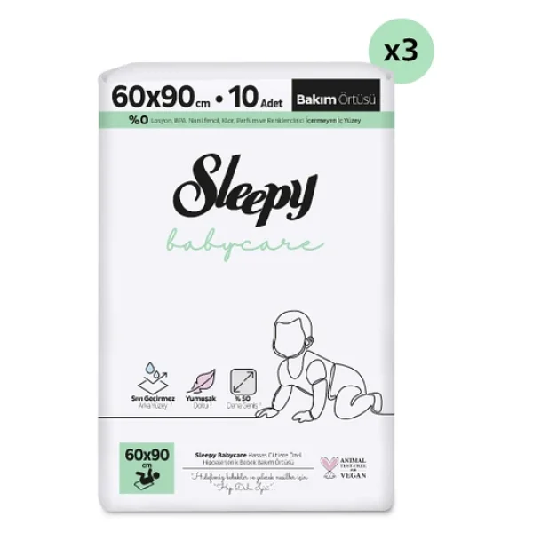 Sleepy 60x90 Cm 10'lu 3 Paket Bebek Bakım Örtüsü - Görsel 5