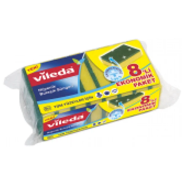 Vileda Yeşil Düz 8'li Bulaşık Süngeri - Görsel 2
