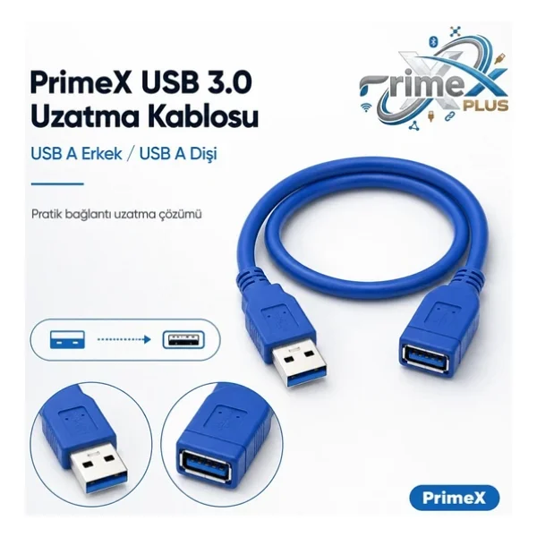 Primex Px-1703 3 M USB 3.0 Uzatma Kablosu - Görsel 5
