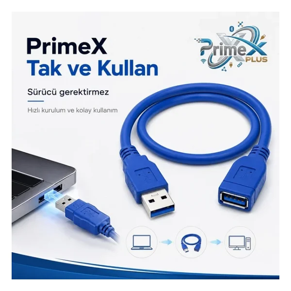 Primex Px-1703 3 M USB 3.0 Uzatma Kablosu - Görsel 2