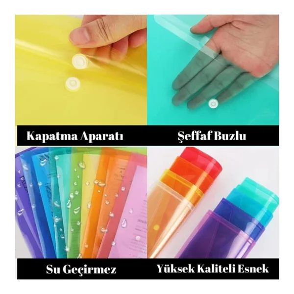 A4 Çıtçıtlı Sarı Şeffaf Renkli Zarf Dosya 1 Adet Artlantis Çıt Çıtlı Dosya 1 Adet - Görsel 3