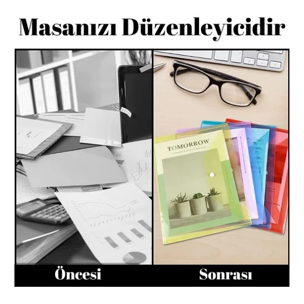 A4 Çıtçıtlı Sarı Şeffaf Renkli Zarf Dosya 1 Adet Artlantis Çıt Çıtlı Dosya 1 Adet - Görsel 5