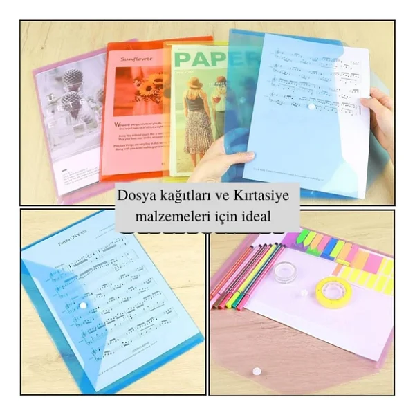 A4 Çıtçıtlı Sarı Şeffaf Renkli Zarf Dosya 1 Adet Artlantis Çıt Çıtlı Dosya 1 Adet - Görsel 4