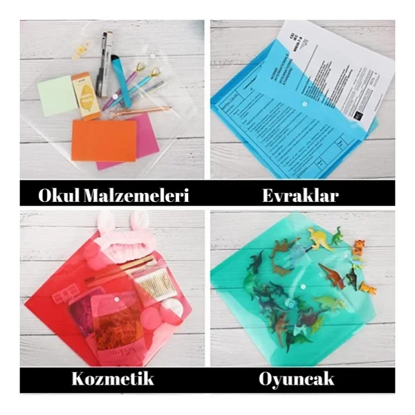 A4 Çıtçıtlı Sarı Şeffaf Renkli Zarf Dosya 1 Adet Artlantis Çıt Çıtlı Dosya 1 Adet - Görsel 2