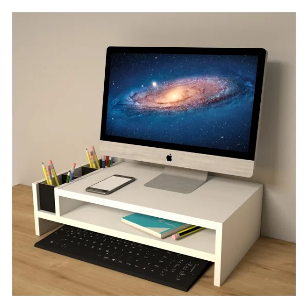 Emkawood Sally Beyaz Monitör Yükseltlci Laptop Standı - Görsel 3