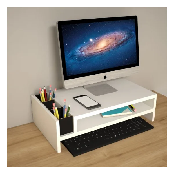 Emkawood Sally Beyaz Monitör Yükseltlci Laptop Standı - Görsel 4