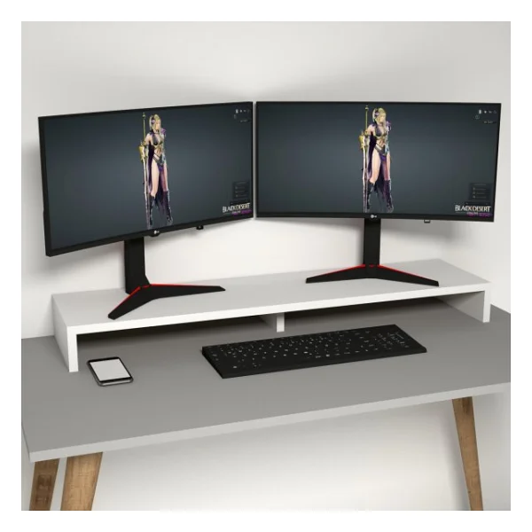 Emkawood Carry Beyaz Monitör Yükseltici Soundbar Stand - Görsel 4