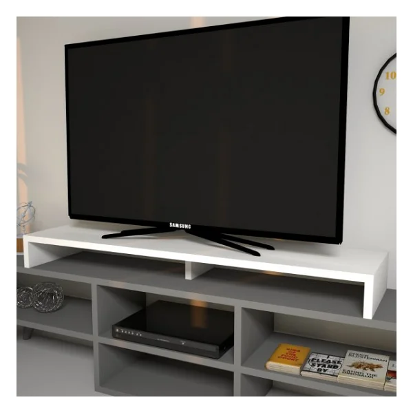 Emkawood Carry Beyaz Monitör Yükseltici Soundbar Stand - Görsel 5