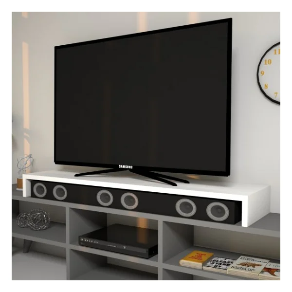 Emkawood Carry Beyaz Monitör Yükseltici Soundbar Stand - Görsel 6
