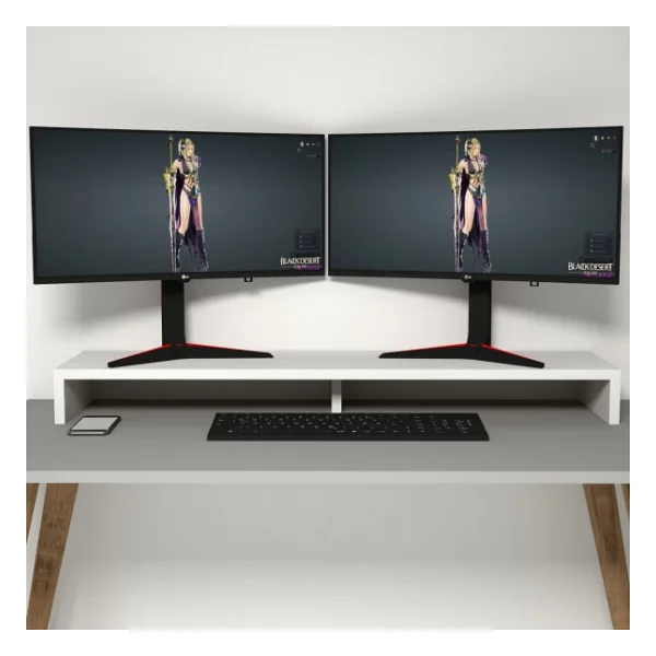 Emkawood Carry Beyaz Monitör Yükseltici Soundbar Stand - Görsel 7