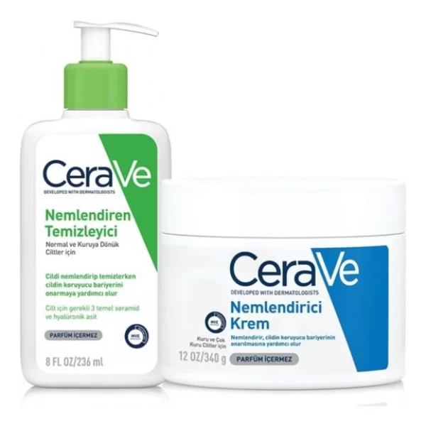 Cerave Nemlendiren Temizleyici 236 Ml + Nemlendirici Krem Kavanoz 340 Gr Cilt Bakım Seti - Görsel 3