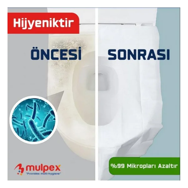 Mulpex Hijyenik Klozet Kapak Ortusu 2 Pkt. : 500 Adet (100 Seluloz) - Görsel 5