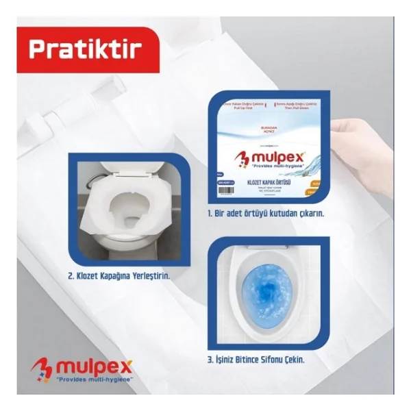 Mulpex Hijyenik Klozet Kapak Ortusu 2 Pkt. : 500 Adet (100 Seluloz) - Görsel 7