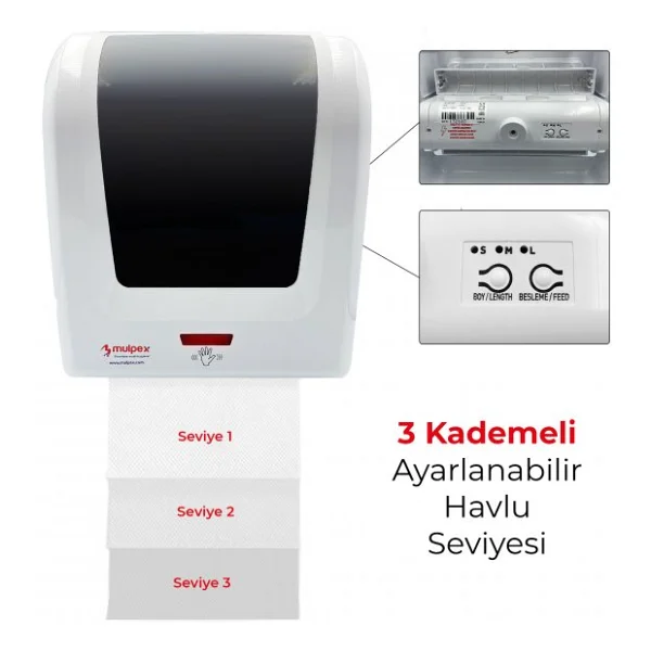 Mulpex Sensörlü Fotoselli Otomatik Kağıt Havlu Makinesi 21 Cm. Beyaz - Görsel 8