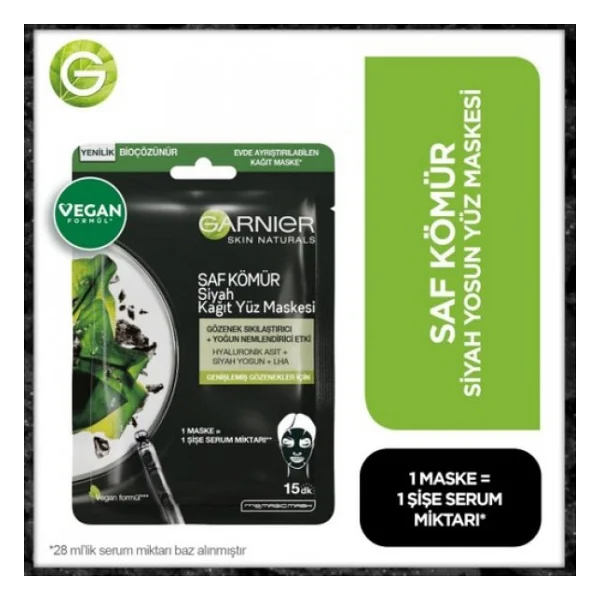 Garnier Saf Kömür Ve Siyah Yosunlu Gözenek Sıkılaştırma Kağıt Maske - Görsel 4