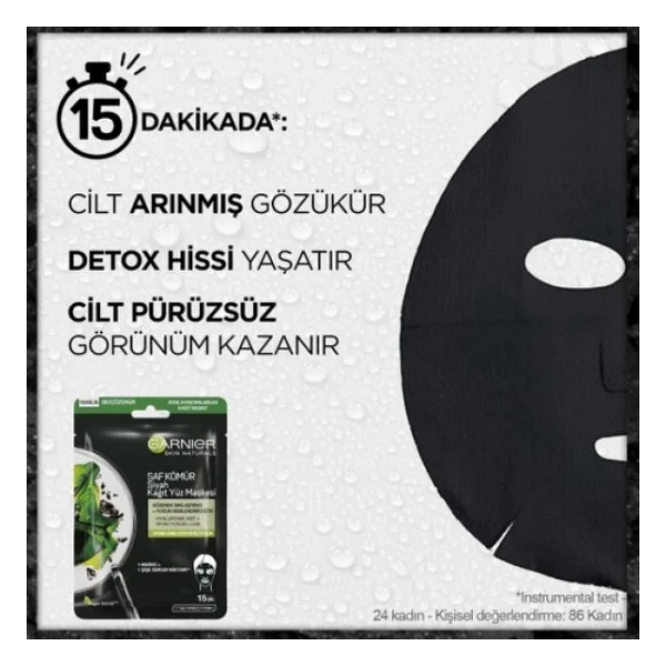 Garnier Saf Kömür Ve Siyah Yosunlu Gözenek Sıkılaştırma Kağıt Maske - Görsel 6