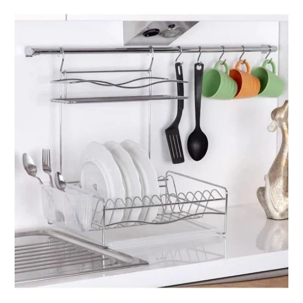 Geseus Home Borulu Askılı Bardaklık Tabaklık Bulaşıklık Krom Kb013k - Görsel 5