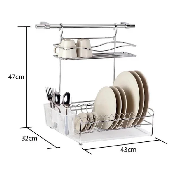 Geseus Home Borulu Askılı Bardaklık Tabaklık Bulaşıklık Krom Kb013k - Görsel 4