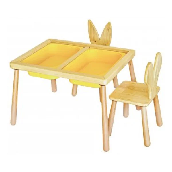 Wood & Joy Woodnjoy Duyusal Oyun Masası + 2 Sandalye - Görsel 3