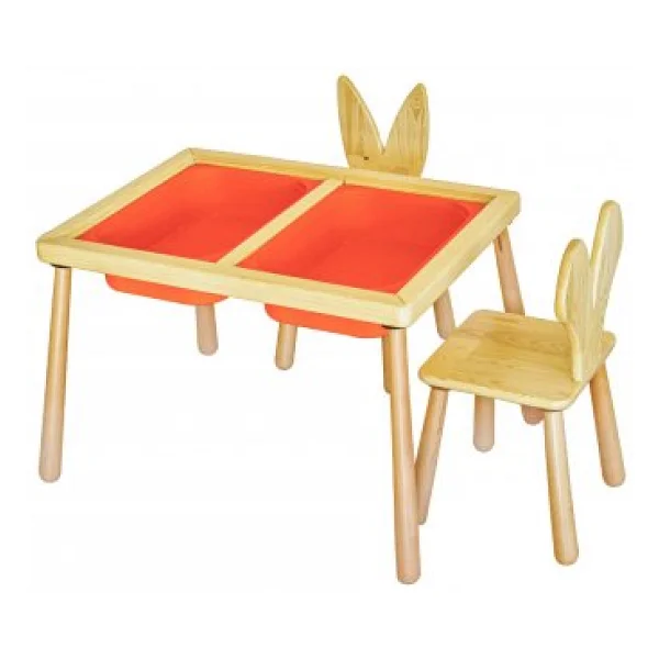 Wood & Joy Woodnjoy Duyusal Oyun Masası + 2 Sandalye - Görsel 5