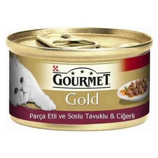 Gourmet Gold Parça Etli Soslu Tavuklu Ve Ciğerli 85 Gr Yetişkin Kedi Konservesi - Görsel 6
