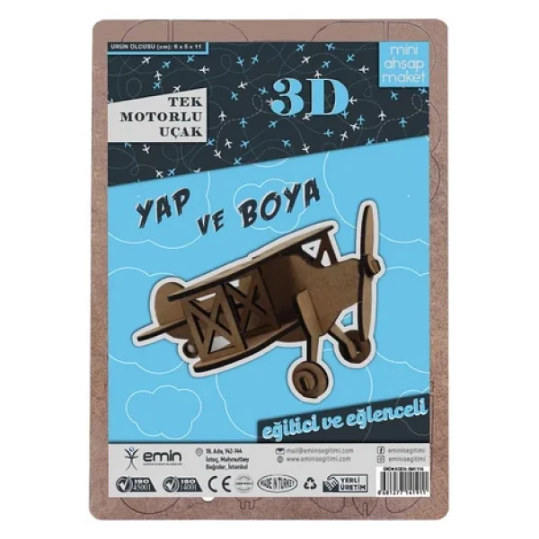 Boyanabilir 3d Ahşap Uçak - Demonte - Görsel 4
