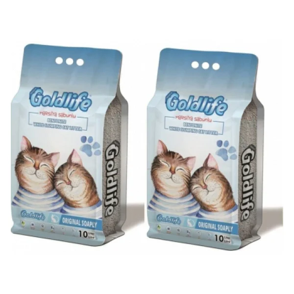 Goldlife Marsilya Sabun Kokulu İnce Taneli 10 Lt 2'li Bentonit Kedi Kumu - Görsel 6