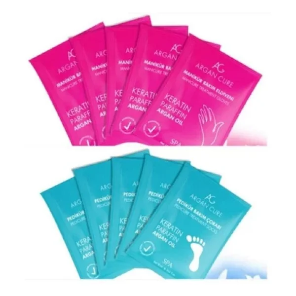 Argan Cure Manikür Kremli Bakım Eldiveni X5 Pedikür Kremli Bakım Çorabı X5 (10'lu Avantaj Paketi) - Görsel 4