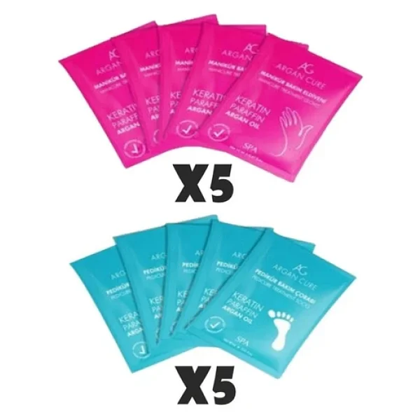 Argan Cure Manikür Kremli Bakım Eldiveni X5 Pedikür Kremli Bakım Çorabı X5 (10'lu Avantaj Paketi) - Görsel 3