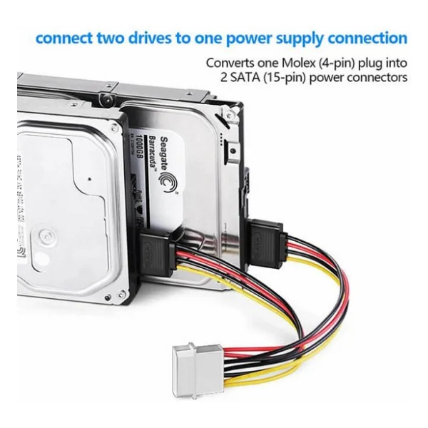 2 Li Sata Power Kablosu 15cm Çoklayıcı Güçlendirilmiş Bakır Kablo - Görsel 3