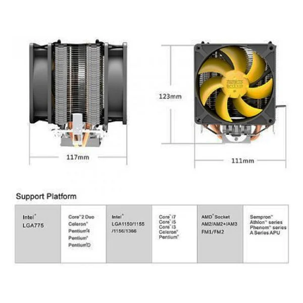 İntel 775 1155 1156 CPU İşlemci Fanı 940 Pin Am2 Am3 PC Cooler - Görsel 2